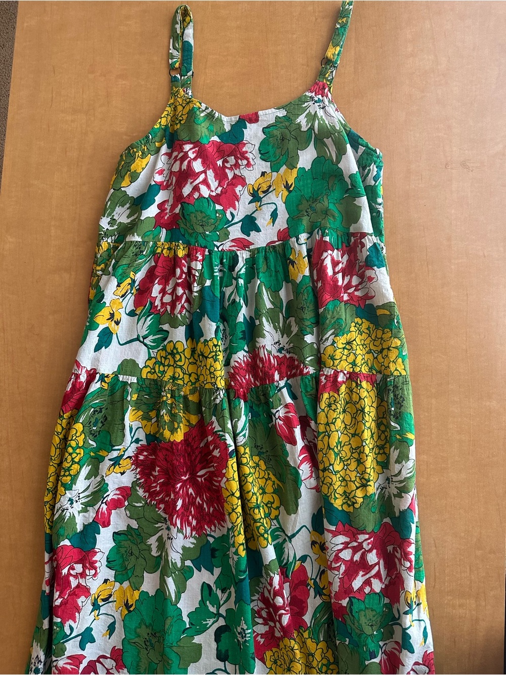 Yesno Floral Tiered Maxi Dress Spaghetti Strap Cotton Boho Sz M